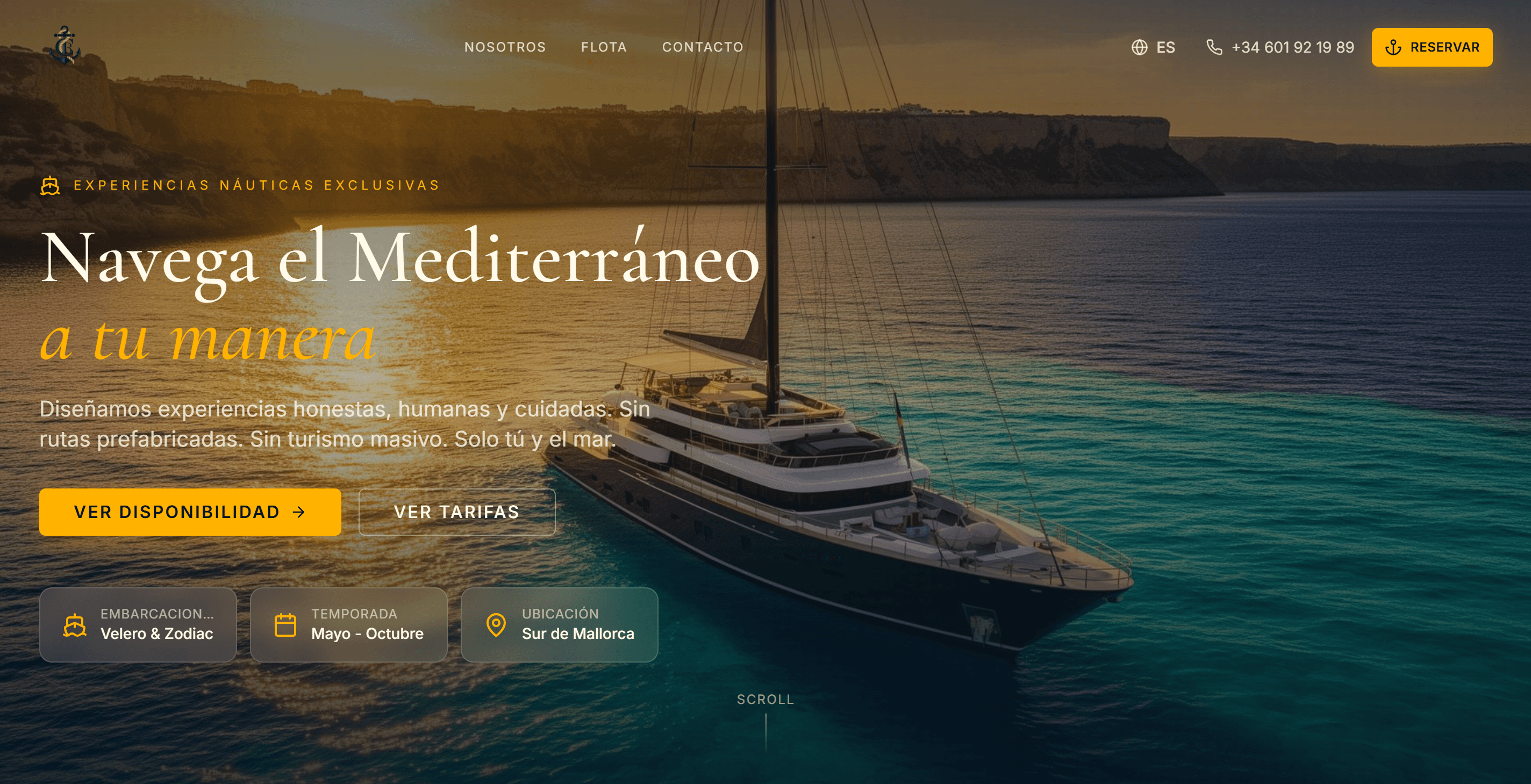 Caray Boats — web de experiencias náuticas y alquiler de barcos en Mallorca, diseñada por AIDE Studio
